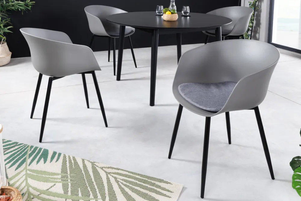 Riess-Ambiente Skandinavisch|Retro Möbel > Moderner Stuhl DESIGNO grau Kunststoff Gartenstuhl mit Armlehnen Indoor Outdoor