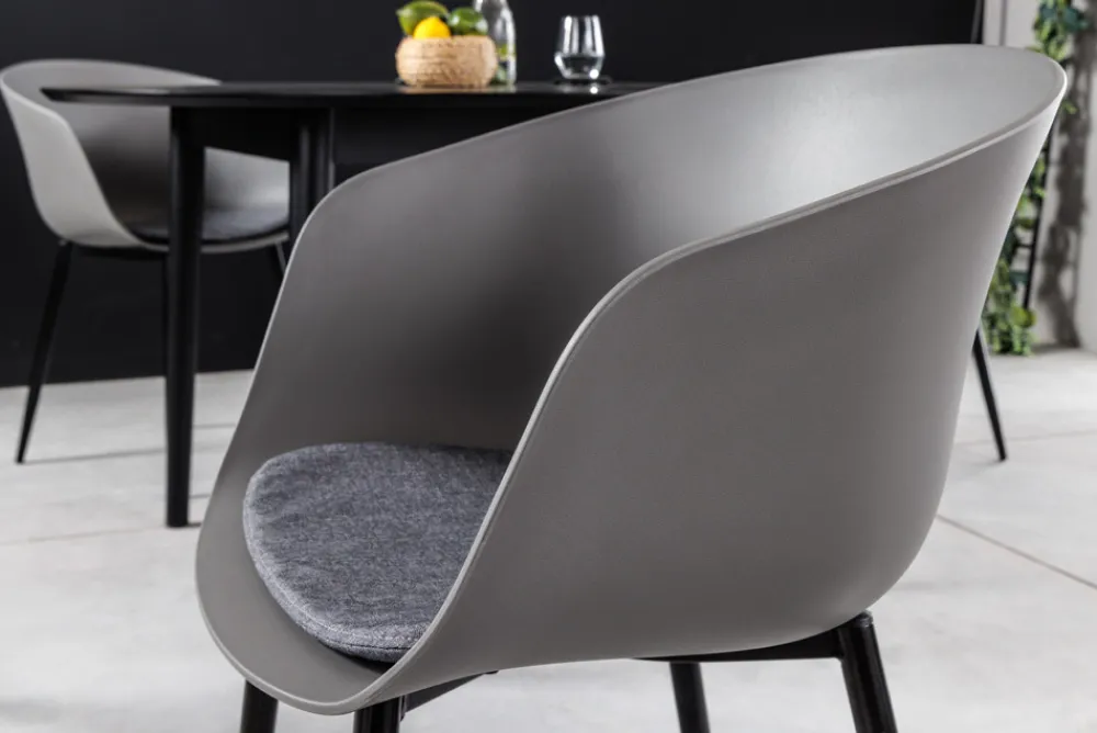 Riess-Ambiente Skandinavisch|Retro Möbel > Moderner Stuhl DESIGNO grau Kunststoff Gartenstuhl mit Armlehnen Indoor Outdoor