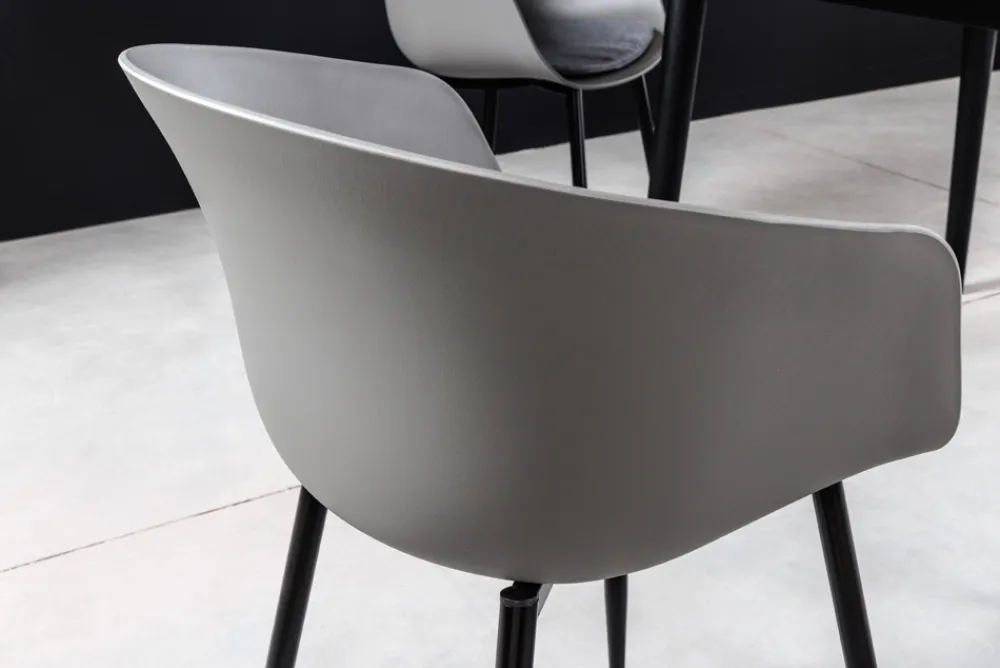 Riess-Ambiente Skandinavisch|Retro Möbel > Moderner Stuhl DESIGNO grau Kunststoff Gartenstuhl mit Armlehnen Indoor Outdoor