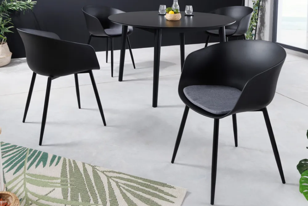 Riess-Ambiente Skandinavisch|Stühle > Moderner Stuhl DESIGNO schwarz Kunststoff Gartenstuhl mit Armlehnen Indoor Outdoor
