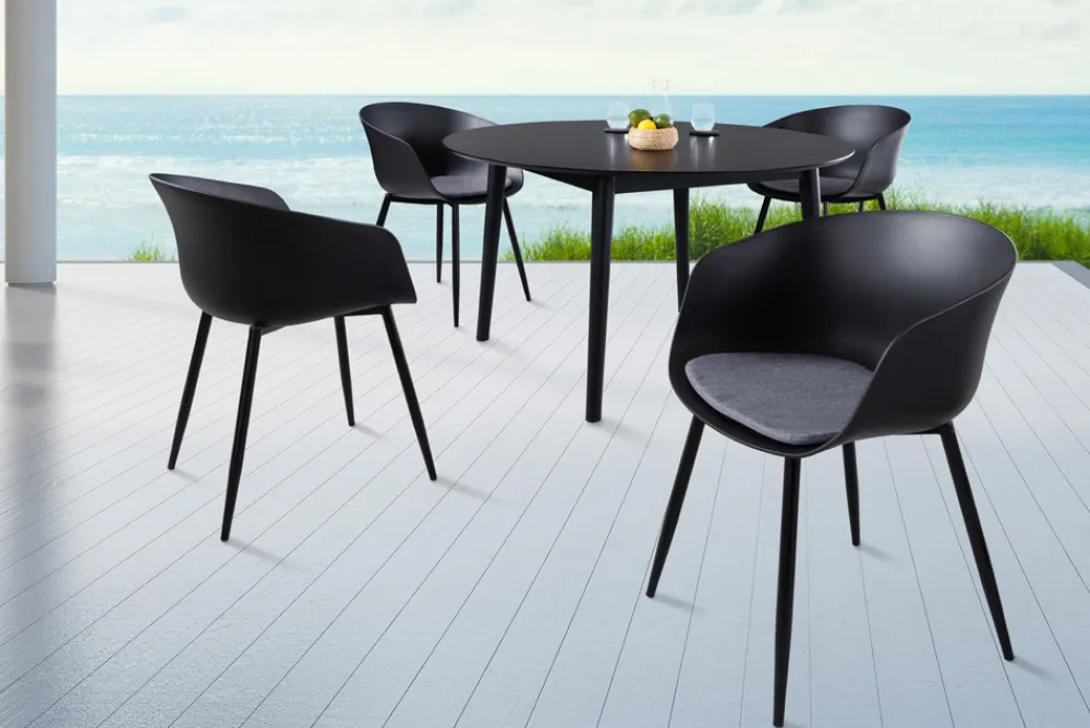 Riess-Ambiente Skandinavisch|Stühle > Moderner Stuhl DESIGNO schwarz Kunststoff Gartenstuhl mit Armlehnen Indoor Outdoor