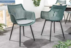 Riess-Ambiente Skandinavisch|Retro Möbel > Moderner Stuhl SIGNUM salbei schwarz Kunststoff Gartenstuhl Indoor Outdoor mit Armlehnen