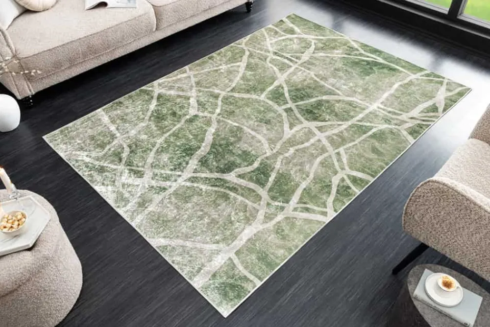 Riess-Ambiente Teppiche > Moderner Teppich JUNGLE 230x160cm grün beige Flachgewebe Indoor-Teppich