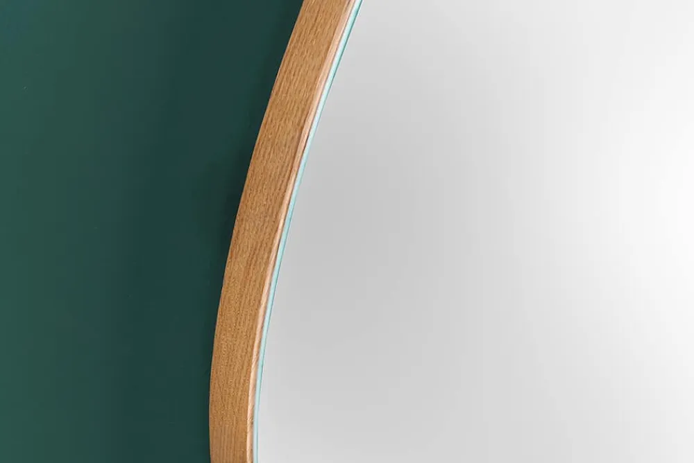 Riess-Ambiente Mehr...|Wohnaccessoires > Moderner Wandspiegel NOEMI 70cm natur Eiche Massivholz handmade asymmetrisches Design