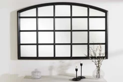 Riess-Ambiente Industrial Loft|Spiegel > Moderner Wandspiegel PARIS 120cm schwarz Fensterspiegel Rundbogen-Design