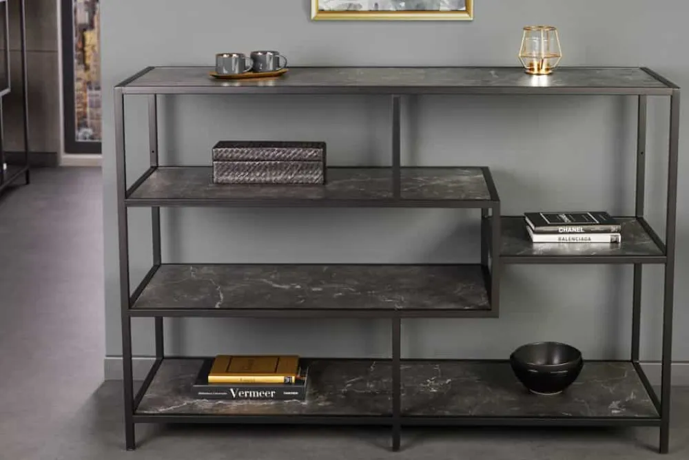 Riess-Ambiente Industrial Loft|Standregale > Modernes Bücherregal SLIM LINE 115cm graphit Metallgestell mit fünf Regalböden