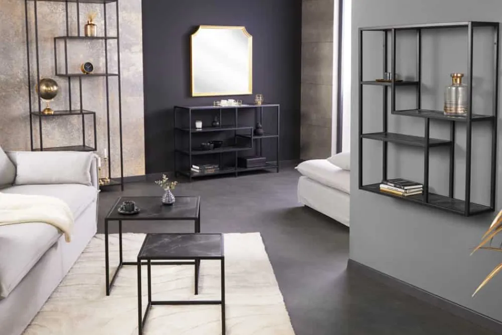 Riess-Ambiente Industrial Loft|Standregale > Modernes Bücherregal SLIM LINE 115cm graphit Metallgestell mit fünf Regalböden