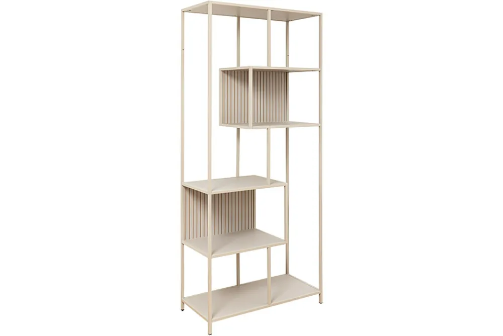 Riess-Ambiente Skandinavisch|Standregale > Modernes Bücherregal SLIM LINE 185cm champagner beige Metallgestell sechs Regalböden