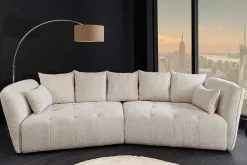 Riess-Ambiente Skandinavisch|Xxl Sofa > Modernes Big Sofa ROYAL 295cm champagner beige Bouclé Federkern XXL-Couch
