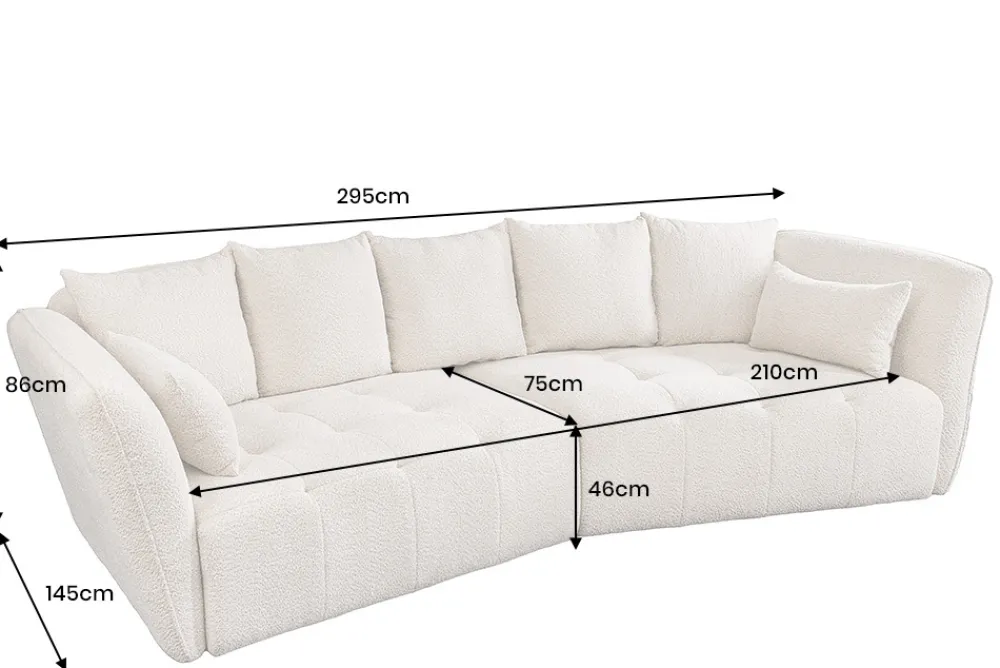 Riess-Ambiente Skandinavisch|Xxl Sofa > Modernes Big Sofa ROYAL 295cm champagner beige Bouclé Federkern XXL-Couch
