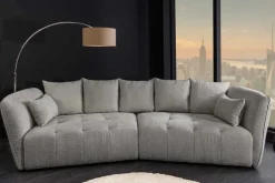 Riess-Ambiente Skandinavisch|Xxl Sofa > Modernes Big Sofa ROYAL 295cm grau Bouclé Federkern XXL-Couch inkl. Kissen