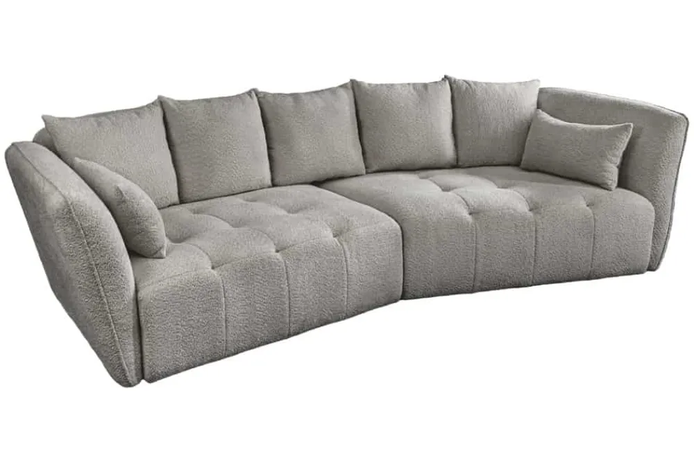 Riess-Ambiente Skandinavisch|Xxl Sofa > Modernes Big Sofa ROYAL 295cm grau Bouclé Federkern XXL-Couch inkl. Kissen