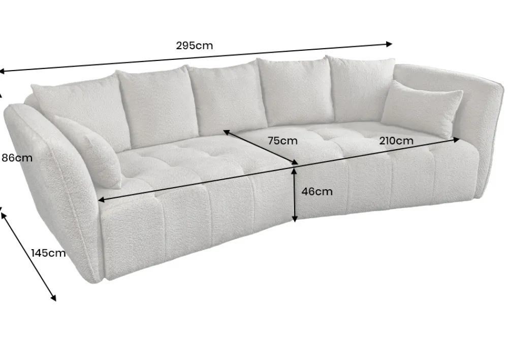 Riess-Ambiente Skandinavisch|Xxl Sofa > Modernes Big Sofa ROYAL 295cm grau Bouclé Federkern XXL-Couch inkl. Kissen