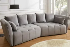 Riess-Ambiente Skandinavisch|Xxl Sofa > Modernes Big Sofa ROYAL 295cm grau Veloursstoff Federkern XXL-Couch