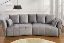 Riess-Ambiente Skandinavisch|Xxl Sofa > Modernes Big Sofa ROYAL 295cm grau Veloursstoff Federkern XXL-Couch