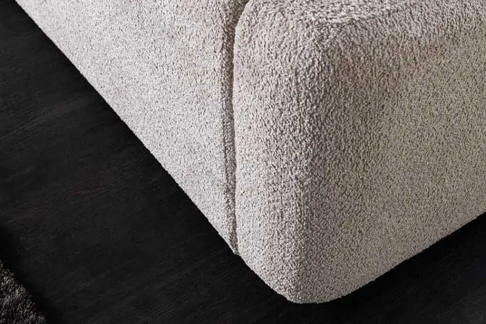 Riess-Ambiente Skandinavisch > Modernes Boxbett ART DECO 180x200cm greige Bouclé mit Stauraum und Lattenrost