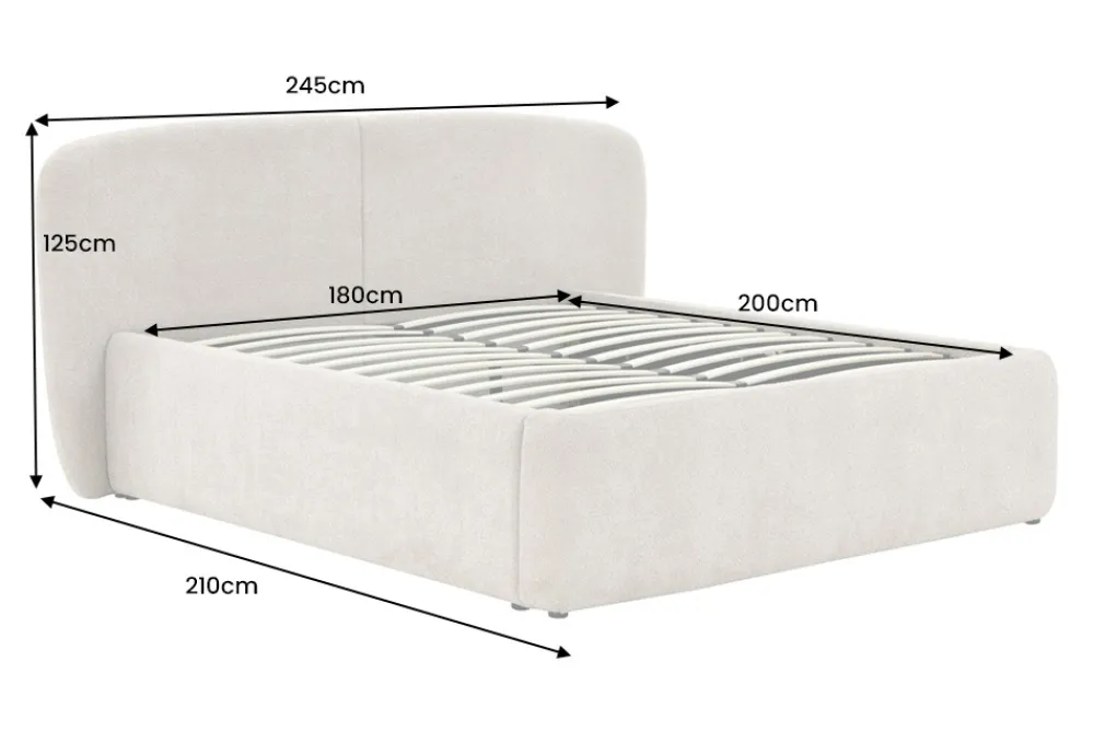 Riess-Ambiente Skandinavisch > Modernes Boxbett ART DECO 180x200cm greige Bouclé mit Stauraum und Lattenrost