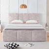 Riess-Ambiente Boxbetten|Samt Möbel > Modernes Boxbett ATELIER 180x200cm champagner beige Samt mit Lattenrost und Stauraum