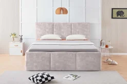 Riess-Ambiente Boxbetten|Samt Möbel > Modernes Boxbett ATELIER 180x200cm champagner beige Samt mit Lattenrost und Stauraum
