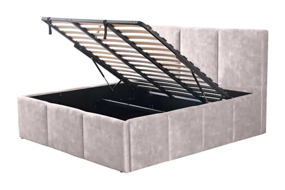 Riess-Ambiente Boxbetten|Samt Möbel > Modernes Boxbett ATELIER 180x200cm champagner beige Samt mit Lattenrost und Stauraum