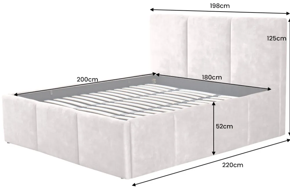 Riess-Ambiente Boxbetten|Samt Möbel > Modernes Boxbett ATELIER 180x200cm champagner beige Samt mit Lattenrost und Stauraum