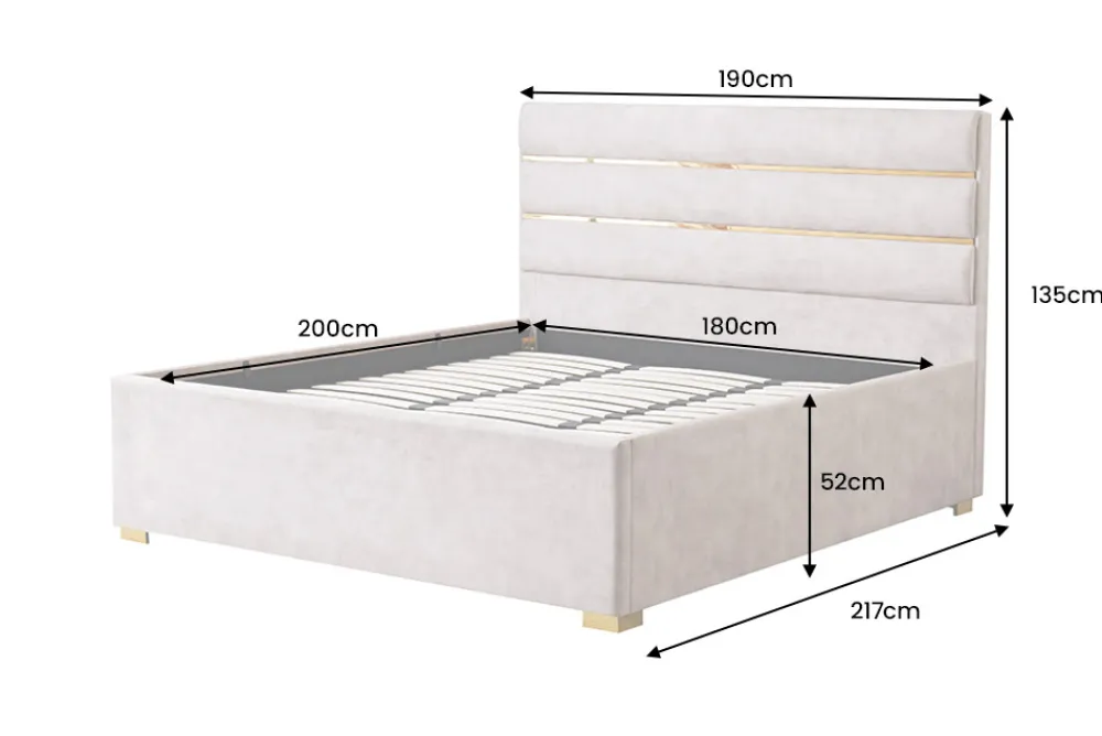 Riess-Ambiente Boxbetten|Samt Möbel > Modernes Boxbett METROPOLITAN 180x200cm beige Samt mit Lattenrost und Stauraum