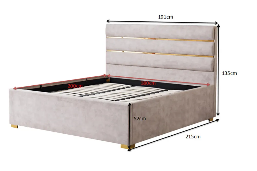 Riess-Ambiente Boxbetten|Samt Möbel > Modernes Boxbett METROPOLITAN 180x200cm beige Samt mit Lattenrost und Stauraum