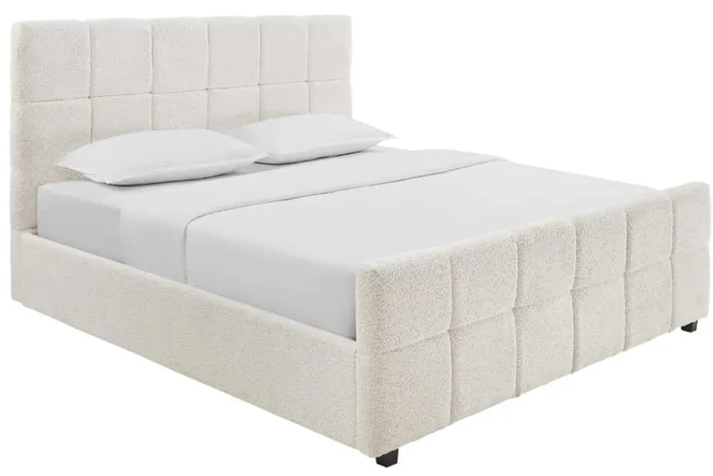 Riess-Ambiente Boxbetten|Skandinavisch > Modernes Boxbett PRESTIGE 180x200cm creme Bouclè mit Stauraum und Lattenrost