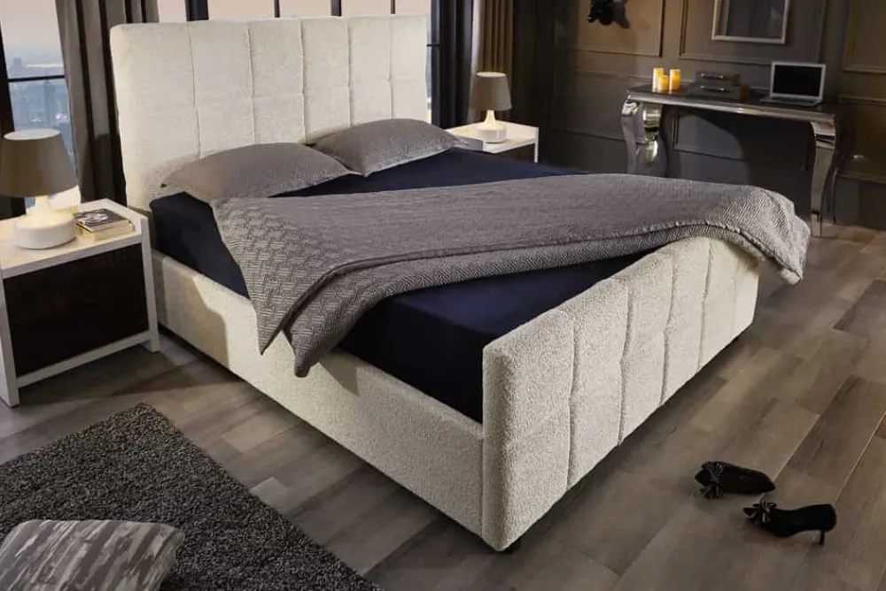 Riess-Ambiente Boxbetten|Skandinavisch > Modernes Boxbett PRESTIGE 180x200cm creme Bouclè mit Stauraum und Lattenrost
