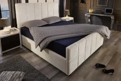 Riess-Ambiente Boxbetten|Skandinavisch > Modernes Boxbett PRESTIGE 160x200cm creme Bouclè mit Stauraum und Lattenrost
