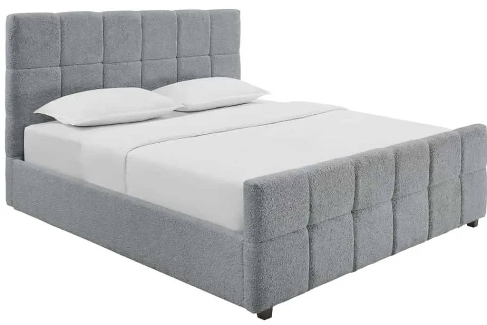 Riess-Ambiente Boxbetten|Skandinavisch > Modernes Boxbett PRESTIGE 180x200cm grau Bouclé mit Stauraum und Lattenrost