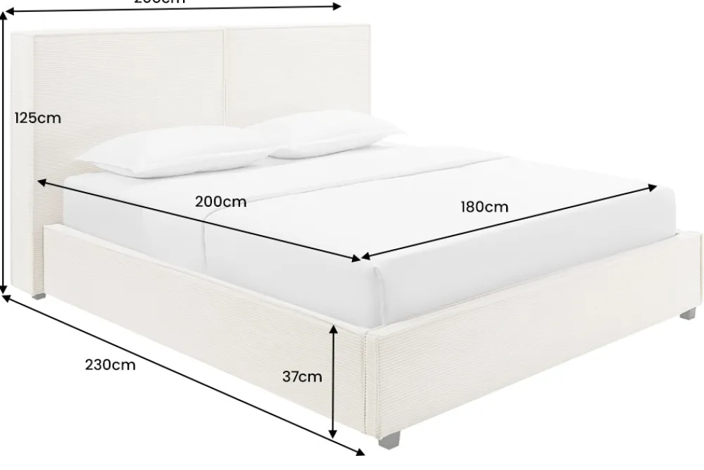 Riess-Ambiente Boxbetten > Modernes Boxbett ROCCO 180x200cm beige Cord mit Stauraum und Lattenrost
