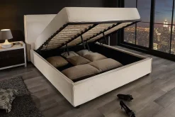 Riess-Ambiente Boxbetten > Modernes Boxbett ROCCO 160x200cm beige Cord mit Stauraum und Lattenrost