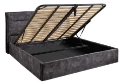 Riess-Ambiente Boxbetten|Samt Möbel > Modernes Boxbett STORAGE 180x200cm grau Samt mit Stauraum und Lattenrost