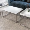 Riess-Ambiente Beistelltische|Couchtische & Truhen > Modernes Couchtisch 3er Set ELEMENTS 75cm weiß Chrom abnehmbares Tablett