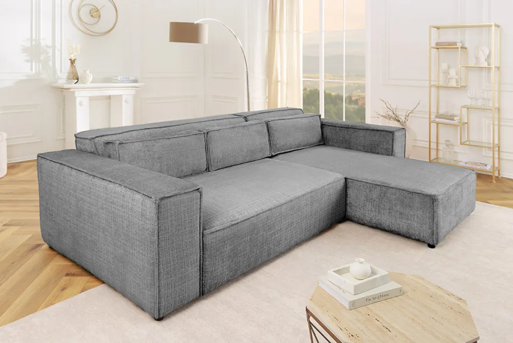 Riess-Ambiente Skandinavisch|Ecksofa > Modernes Ecksofa BOSSA NOVA 265cm grau Chenille 3-Sitzer Couch L-Form