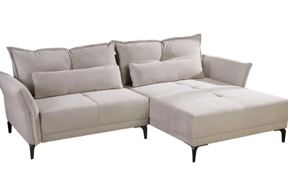 Riess-Ambiente Skandinavisch|Ecksofa > Modernes Ecksofa DESIGNO 250cm champagner beige Cord Couch inklusive Kissen Metallfüße