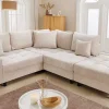 Riess-Ambiente Skandinavisch|Ecksofa > Modernes Ecksofa KENT 220cm champagner beige Chenille Cremona Federkern Wohnlandschaft mit Hocker
