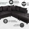 Riess-Ambiente Skandinavisch|Ecksofa > Modernes Ecksofa KENT 220cm dunkelgrau Cord inklusive Hocker Federkern Wohnlandschaft