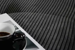 Riess-Ambiente Skandinavisch|Ecksofa > Modernes Ecksofa KENT 220cm dunkelgrau Cord inklusive Hocker Federkern Wohnlandschaft