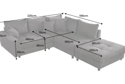 Riess-Ambiente Skandinavisch|Xxl Sofa > Modernes Ecksofa KENT 220cm greige Cord inkl. Hocker Federkern L-Form Wohnlandschaft
