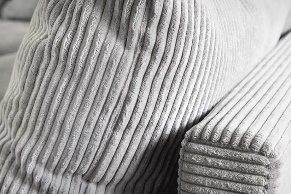Riess-Ambiente Skandinavisch|Xxl Sofa > Modernes Ecksofa KENT 220cm hellgrau Cord inkl. Hocker Federkern L-Form Wohnlandschaft