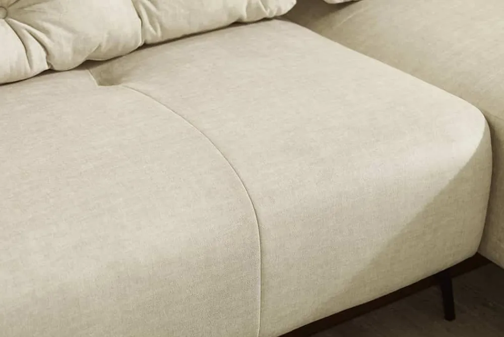 Riess-Ambiente Samt Möbel|Xxl Sofa > Modernes Ecksofa MARRAKESCH 265cm beige Samt 3-Sitzer inkl. Kissen Ottomane rechts