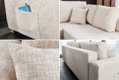 Riess-Ambiente Ecksofa > Modernes Ecksofa NORWAY 250cm beige Chenille Schlafsofa mit Stauraum inkl. Kissen