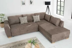 Riess-Ambiente Ecksofa > Modernes Ecksofa NORWAY 250cm taupe Microfaser Schlafsofa mit Bettkasten Federkern