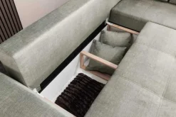 Riess-Ambiente Ecksofa > Modernes Ecksofa NORWAY 250cm taupe Vogue Velours Samt Schlafsofa mit Stauraum