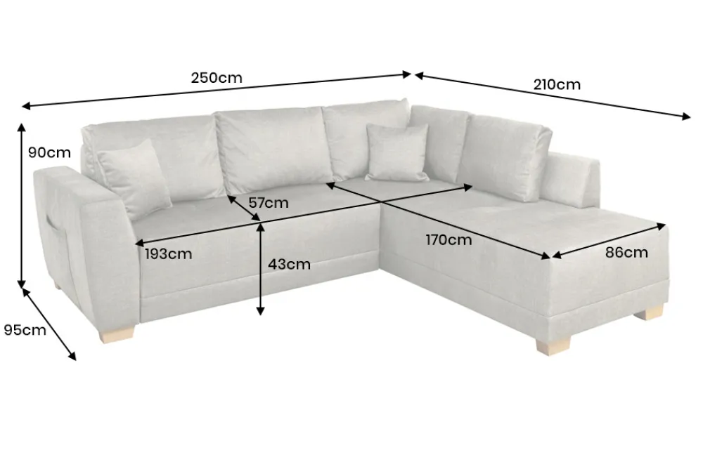 Riess-Ambiente Ecksofa > Modernes Ecksofa NORWAY 250cm taupe Vogue Velours Samt Schlafsofa mit Stauraum