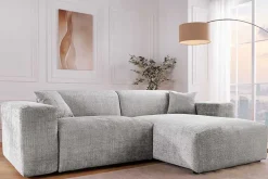 Riess-Ambiente Skandinavisch|Ecksofa > Modernes Ecksofa SIGNATUR 260cm grau Chenille Cremona beidseitig stellbar inkl. Kissen