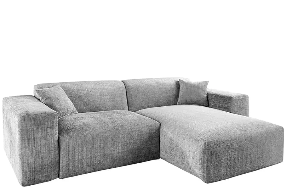 Riess-Ambiente Skandinavisch|Ecksofa > Modernes Ecksofa SIGNATUR 260cm grau Chenille Cremona beidseitig stellbar inkl. Kissen