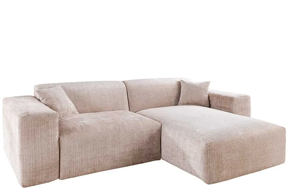Riess-Ambiente Skandinavisch|Ecksofa > Modernes Ecksofa SIGNATUR 260cm beige Chenille Cremona beidseitig stellbar inkl. Kissen
